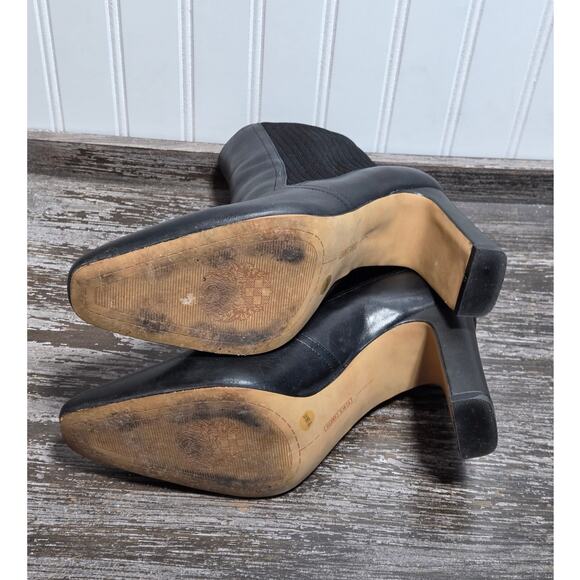 Vince Camuto Women's Black Leather Slip On High Heel Ankle Boots Size 9.5 - Picture 7 of 7